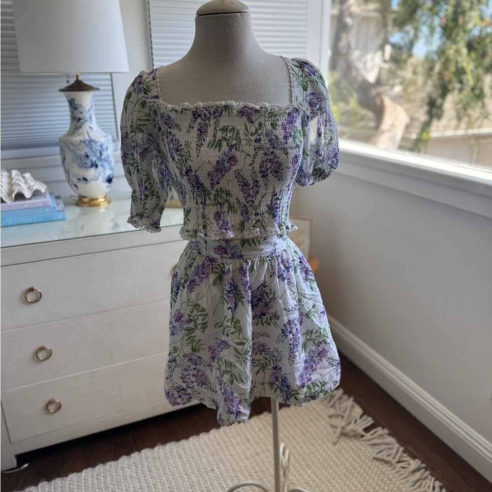 Hill House Wisteria Set Zoe Top and Benson Skirt - Purple and Green